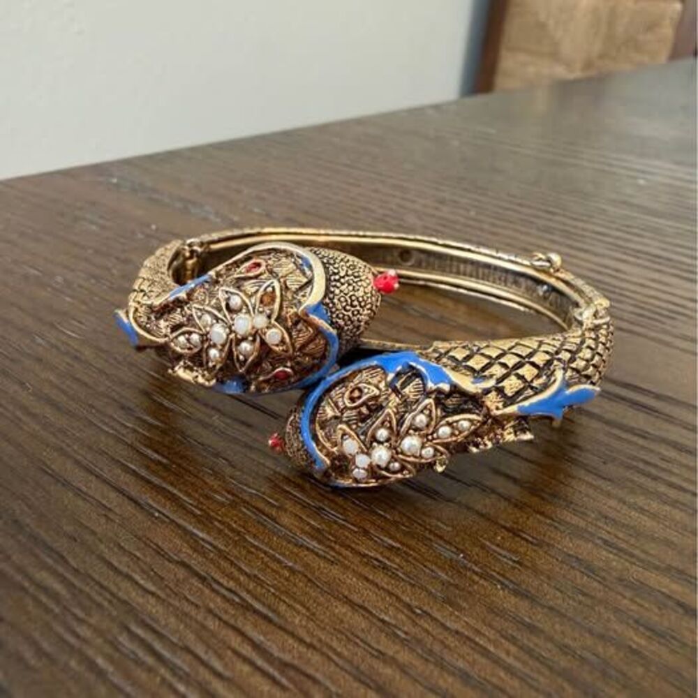 ART Arthur Pepper Double Headed Snake Bangle Bracelet Signed Vintage Designer